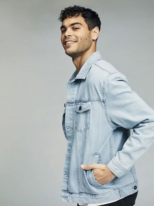 Blue Spread Collar Washed Denim Jacket – Stylish, Breathable Streetwear for Pakistani Men | HB INDUSTRIES