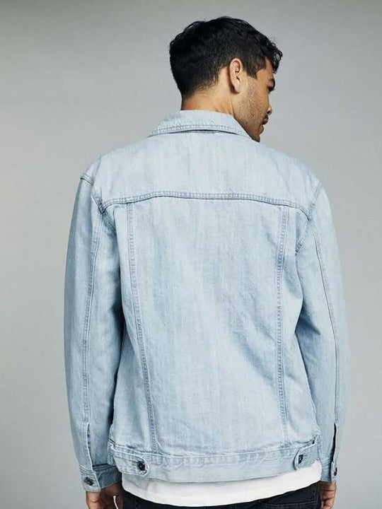 Blue Spread Collar Washed Denim Jacket – Stylish, Breathable Streetwear for Pakistani Men | HB INDUSTRIES