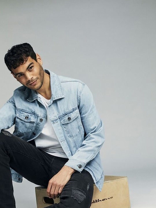 Blue Spread Collar Washed Denim Jacket – Stylish, Breathable Streetwear for Pakistani Men | HB INDUSTRIES