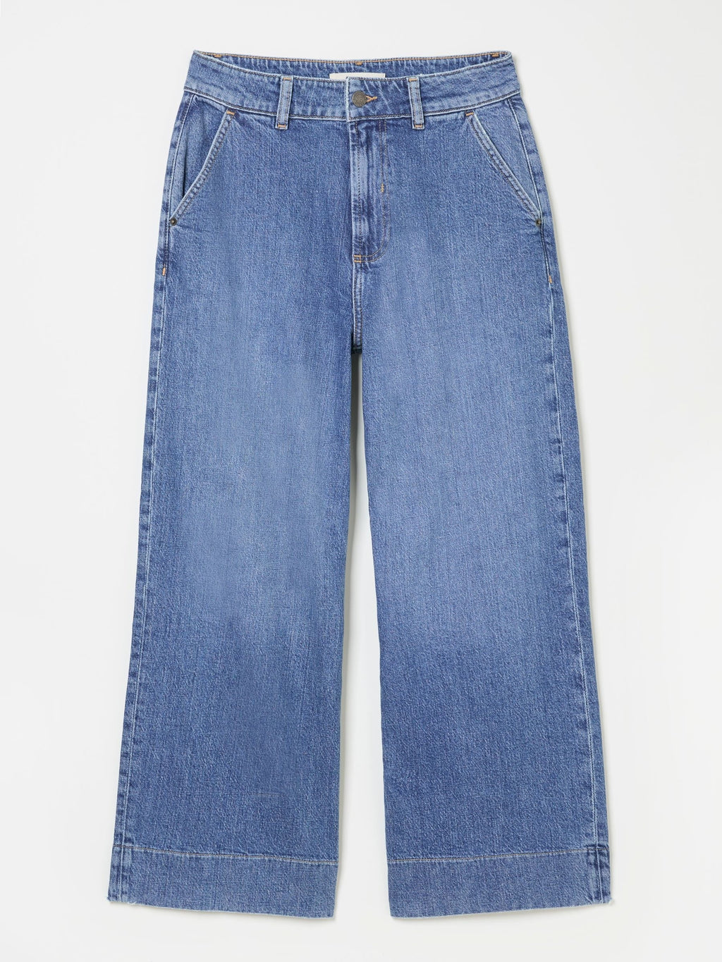 Women FatFace Hove Blue Denim Wide Leg Crop Jeans – Stylish Cropped Denim for Pakistani Women