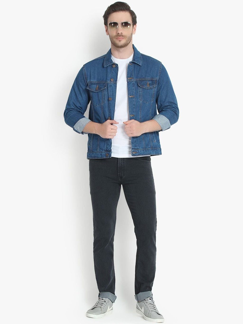 Men Blue Solid Denim Jacket – Breathable All-Season Streetwear for Pakistan | HB INDUSTRIES
