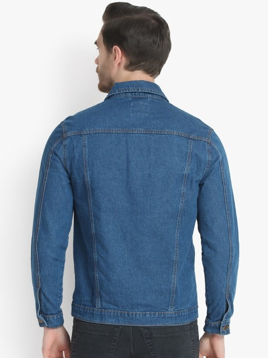 Men Blue Solid Denim Jacket – Breathable All-Season Streetwear for Pakistan | HB INDUSTRIES