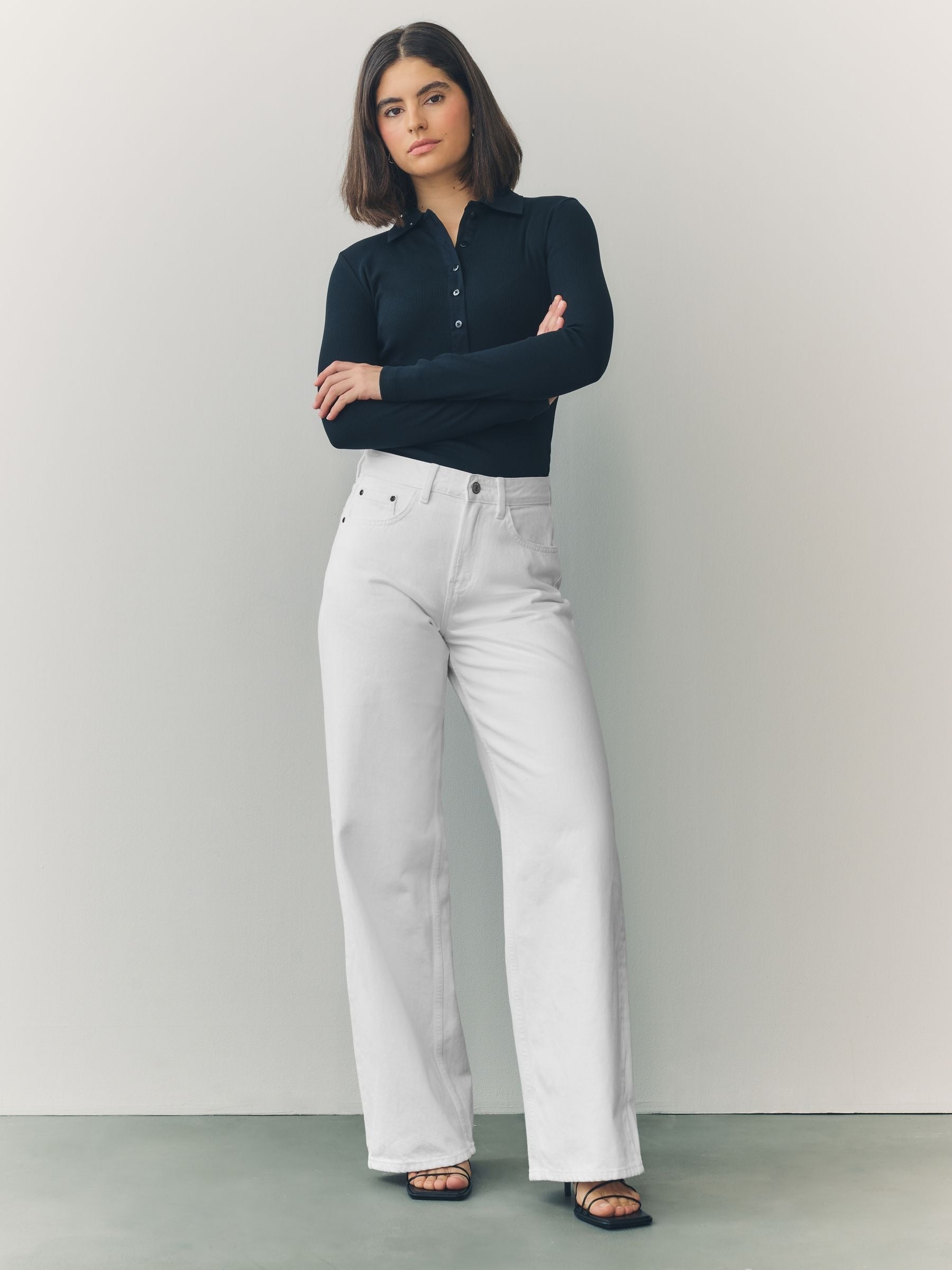 Women White Wide Leg Jeans – Elegant High Waisted Denim Pants for Stylish Outfits in Pakistan | HB INDUSTRIES