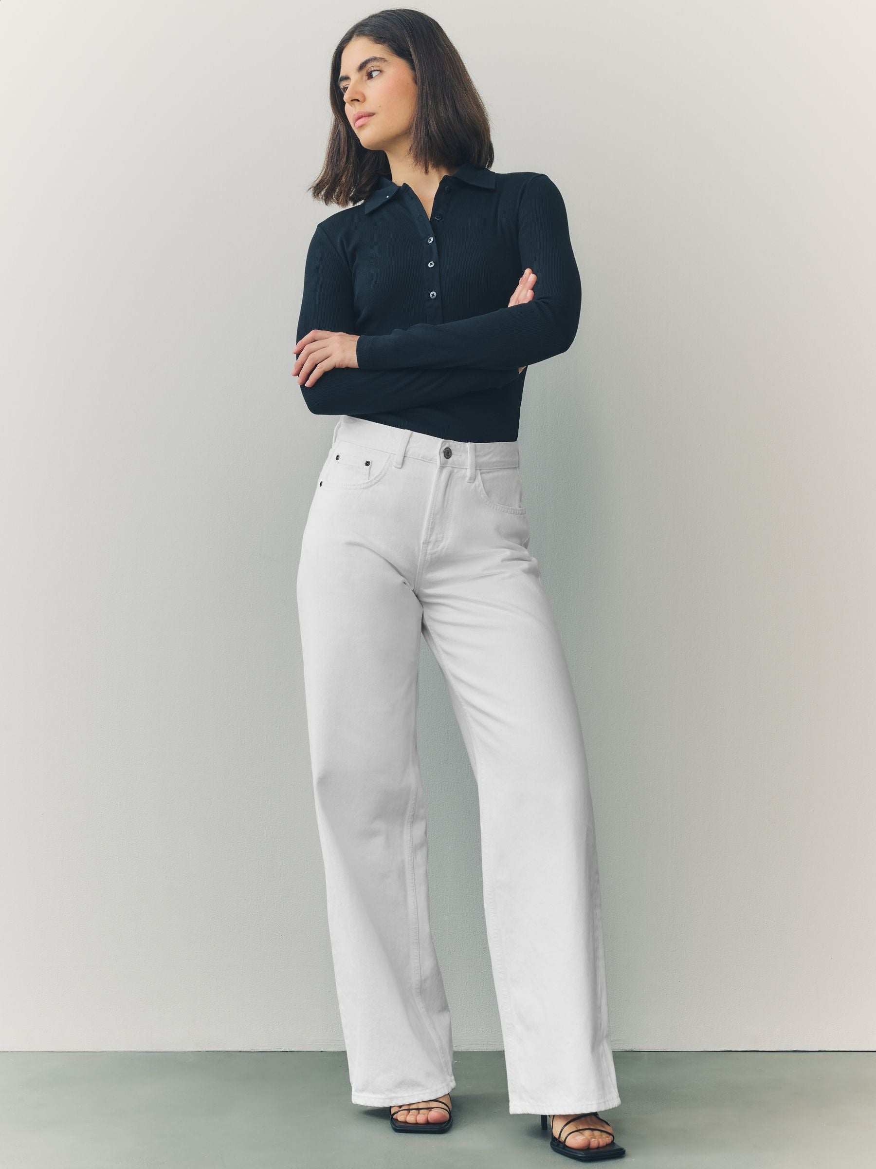 Women White Wide Leg Jeans – Elegant High Waisted Denim Pants for Stylish Outfits in Pakistan | HB INDUSTRIES