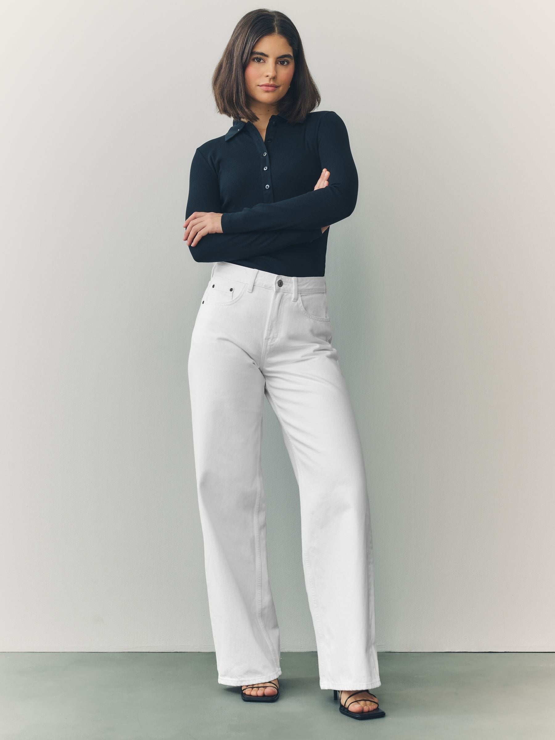 Women White Wide Leg Jeans – Elegant High Waisted Denim Pants for Stylish Outfits in Pakistan | HB INDUSTRIES