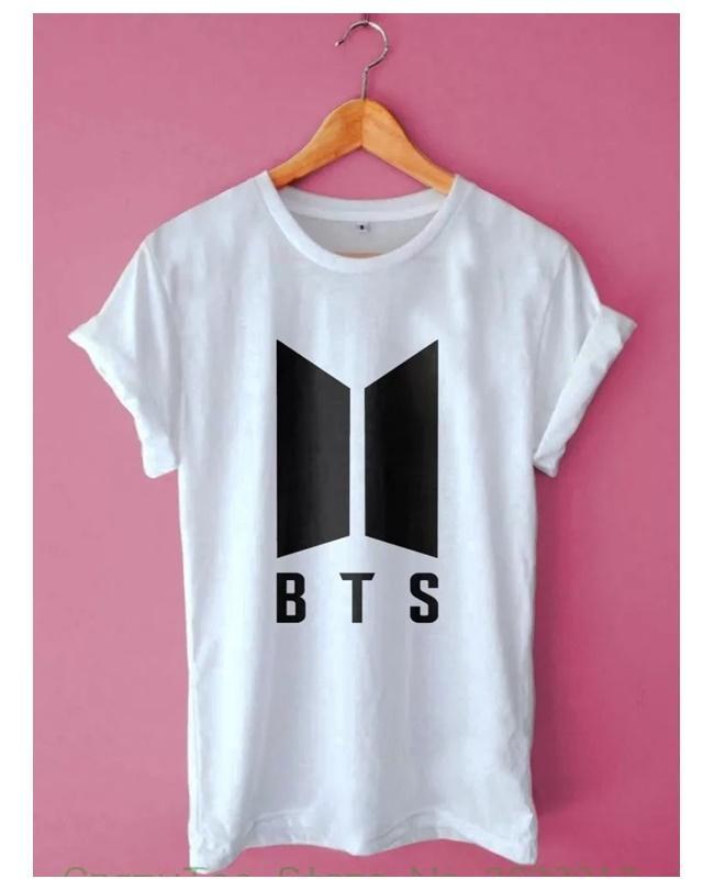 White BTS Cotton Printed T-Shirt For Women