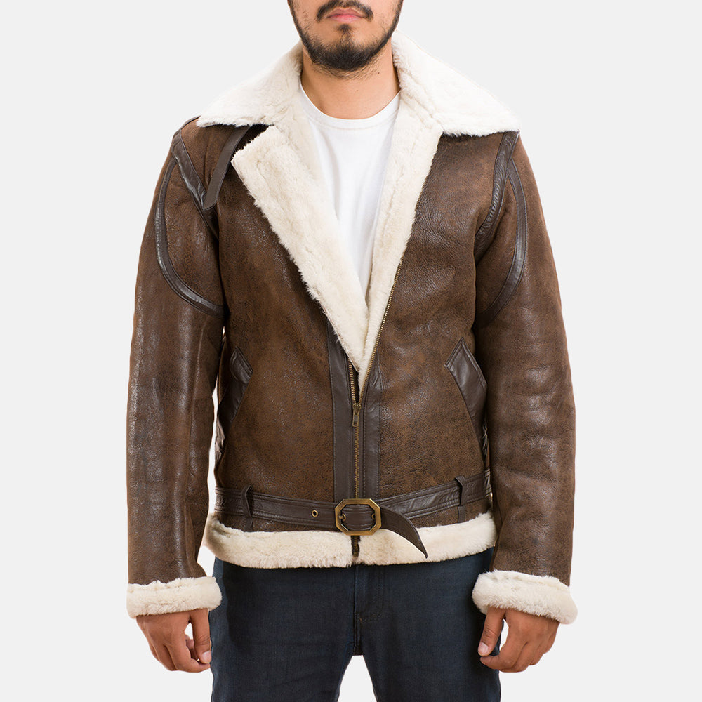 HB INDUSTRIES Double FHB INDUSTRIES Shearling Leather Jacket