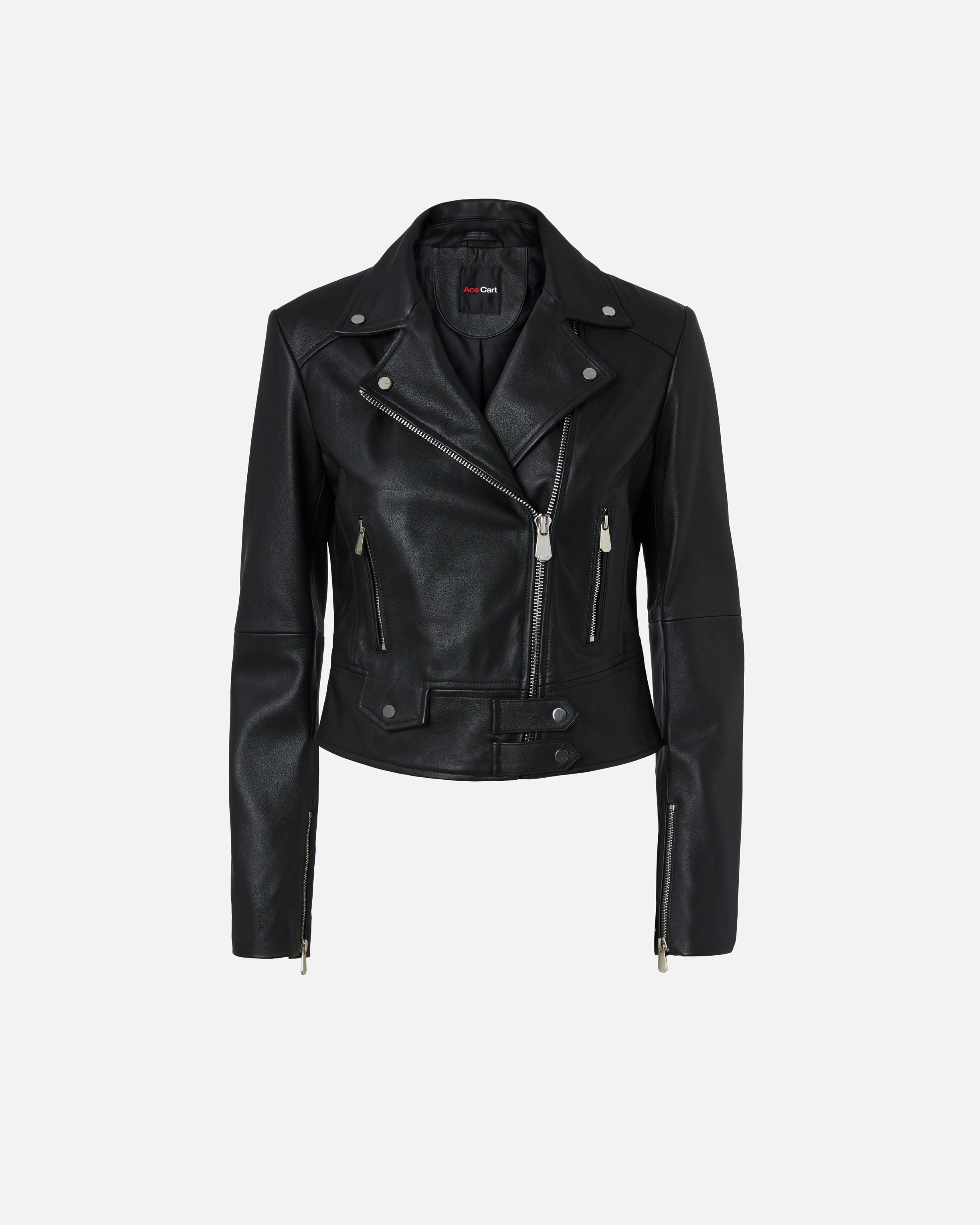 Cropped Leather Biker Jacket in Nappa