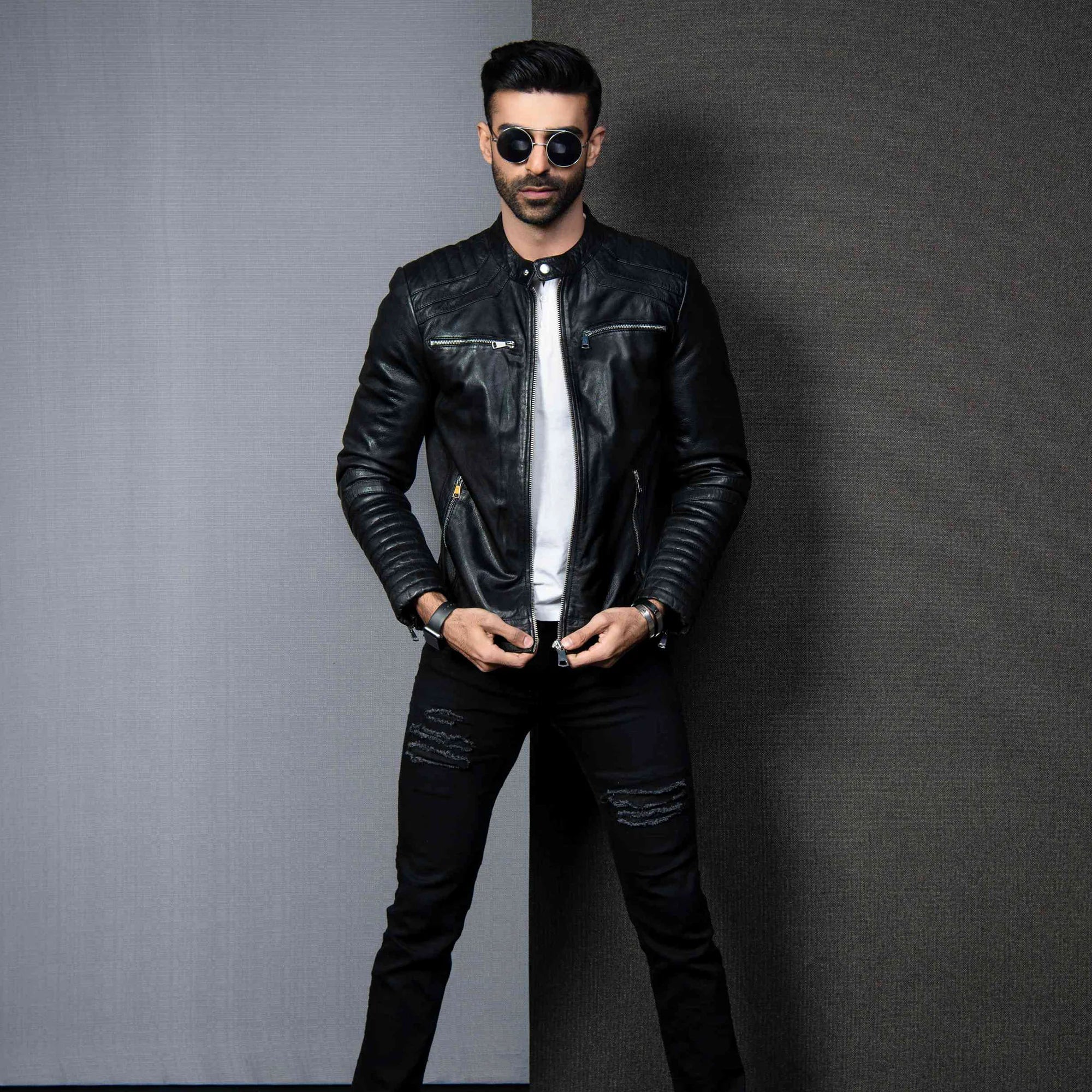 Biker Style Genuine Men's Leather Jacket