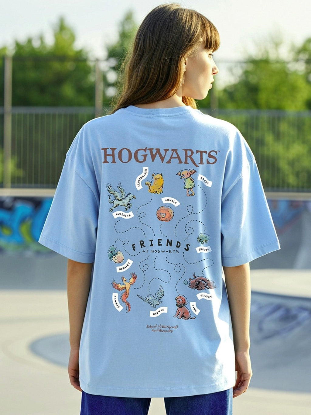 Official Harry Potter School of Witchcraft Printed Oversized T-Shirt in Pakistan | Wizarding World Apparel