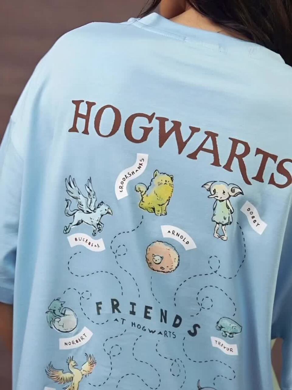 Official Harry Potter School of Witchcraft Printed Oversized T-Shirt in Pakistan | Wizarding World Apparel