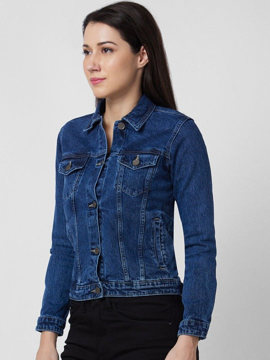 Washed Cotton Crop Denim Jacket for Women – Trendy Casual Outerwear in Pakistan | HB INDUSTRIES