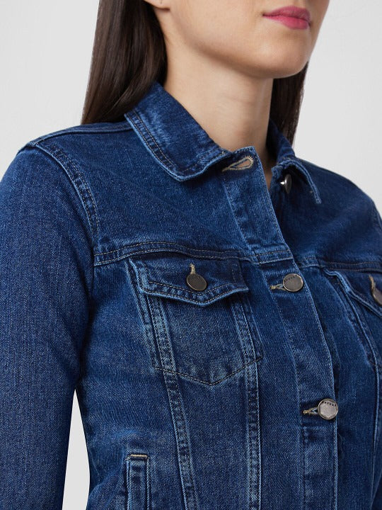 Washed Cotton Crop Denim Jacket for Women – Trendy Casual Outerwear in Pakistan | HB INDUSTRIES