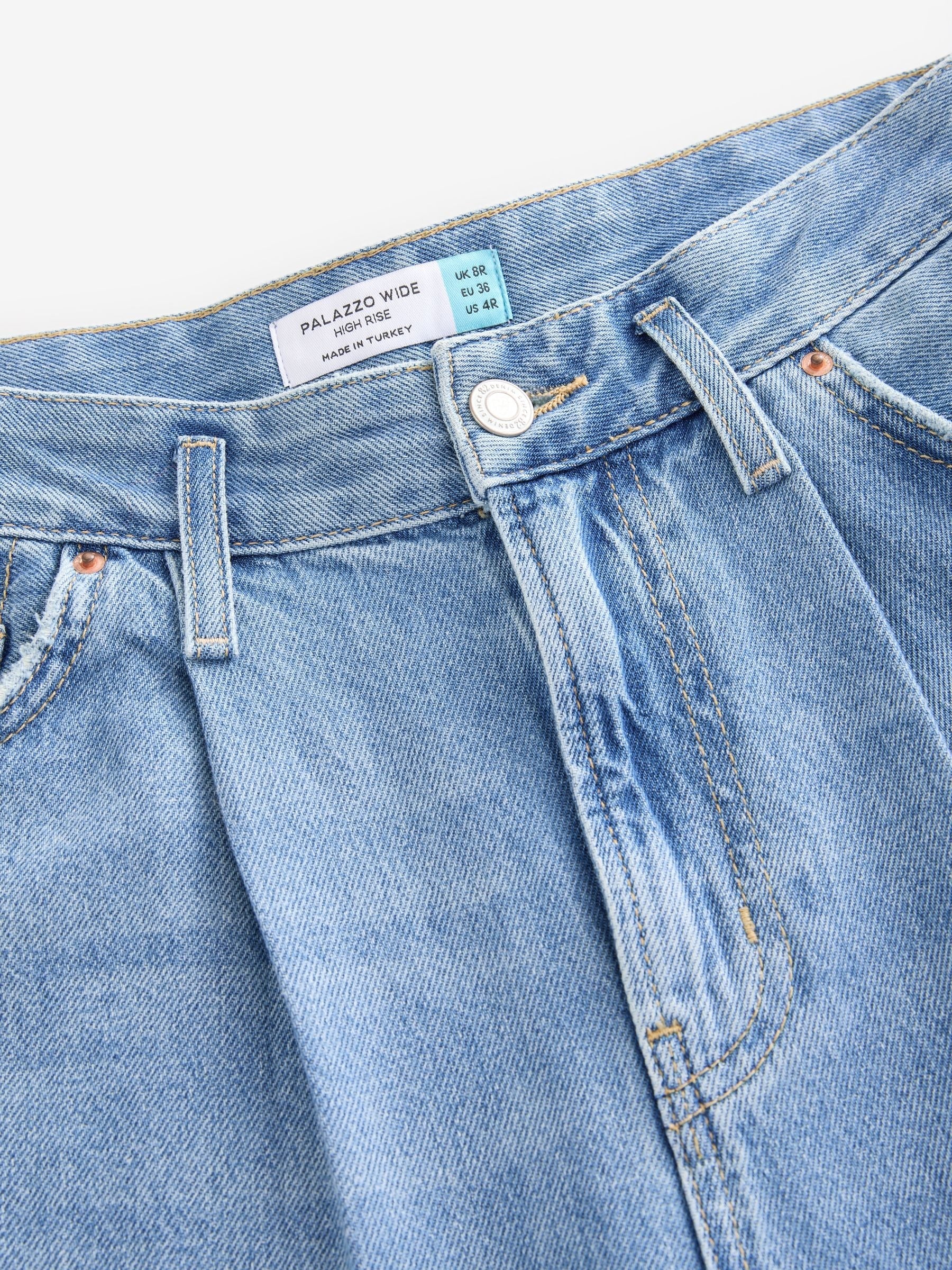 Women Mid Blue Palazzo Wide Leg 100% Cotton Jeans – Trendy Palazzo Denim for Pakistani Women | HB INDUSTRIES