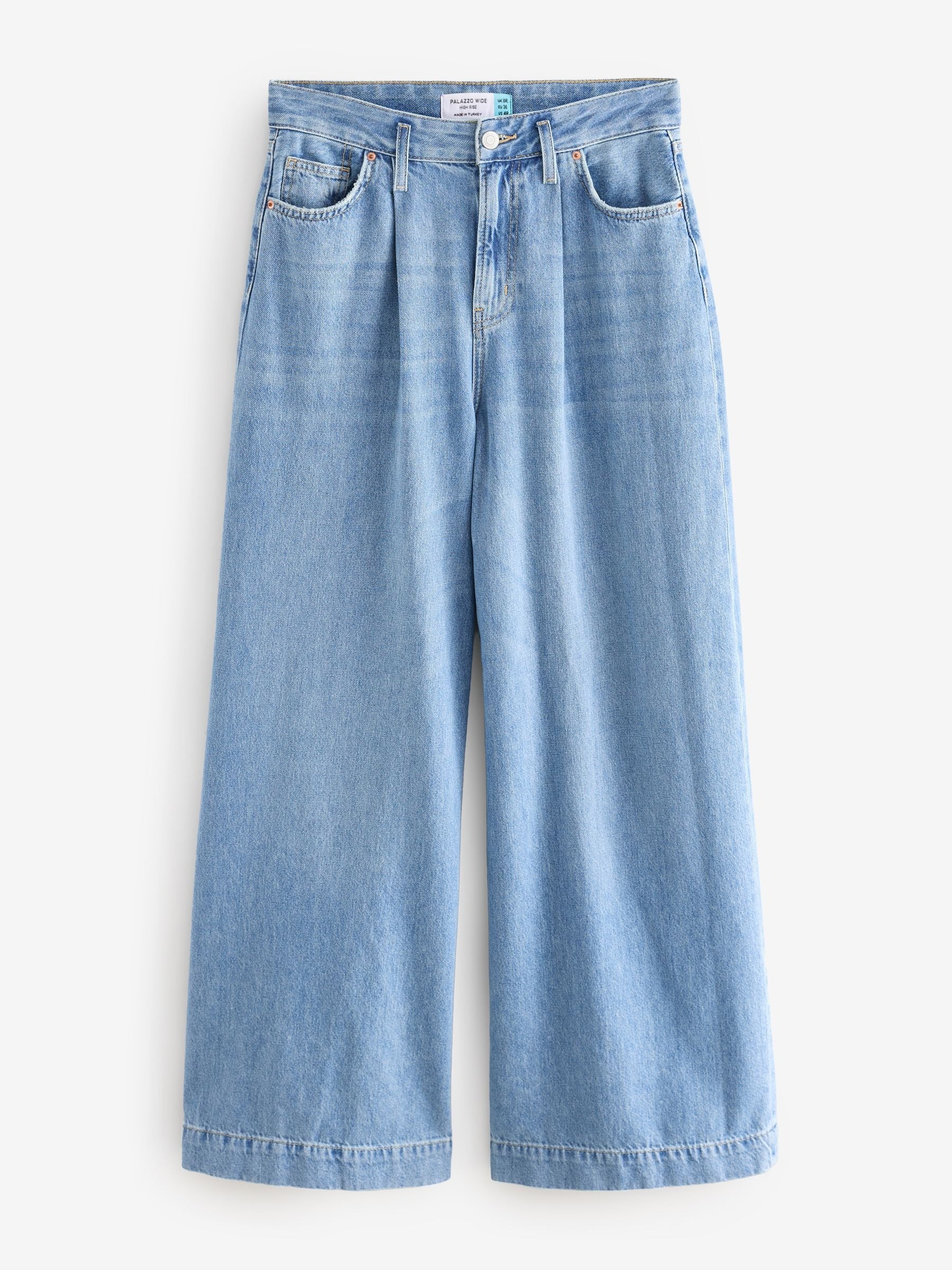 Women Mid Blue Palazzo Wide Leg 100% Cotton Jeans – Trendy Palazzo Denim for Pakistani Women | HB INDUSTRIES
