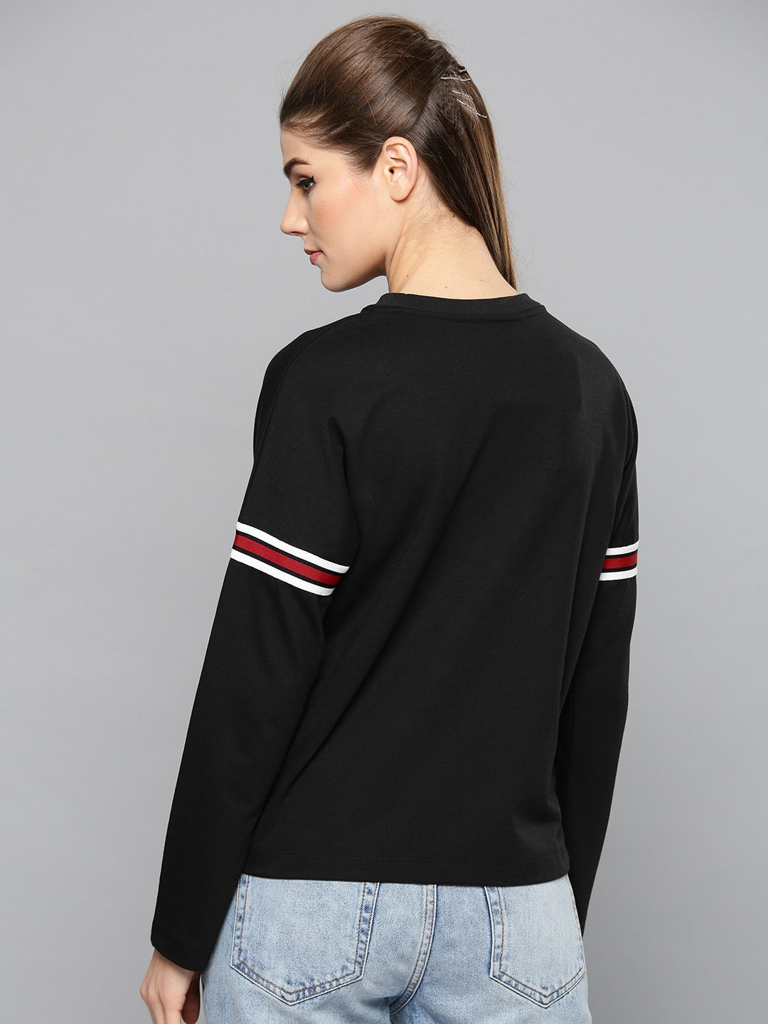 Ace Printed Stripe Sleeves Womens Sweatshirt