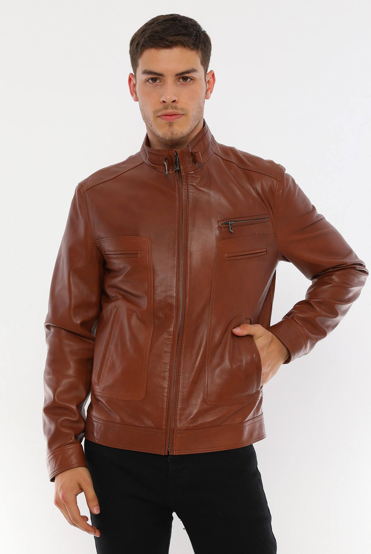 Pedro Tan Leather Jacket For Men