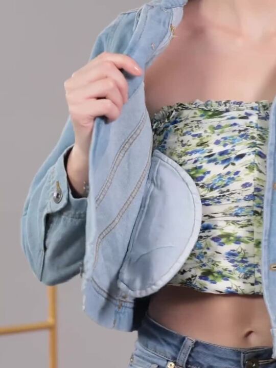 Women Light Blue Solid Denim Jacket