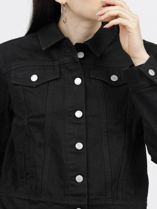 Women Black Solid Jacket – Sleek Lightweight Outerwear for Pakistan | DOCACCA