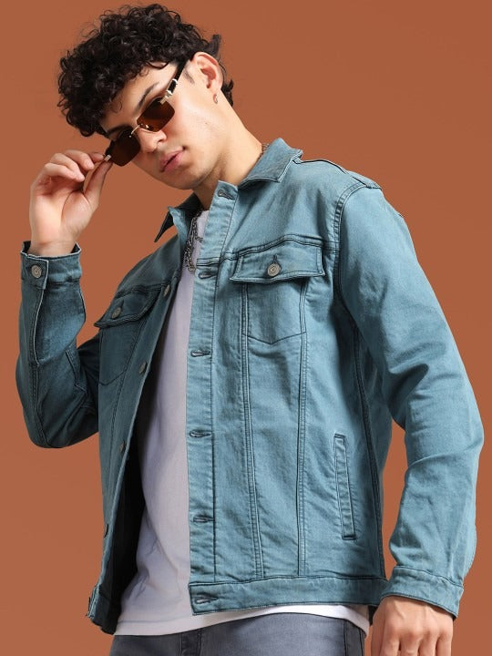 Men Solid Long Sleeves Denim Jacket – Comfortable, Durable Outerwear for Pakistani Weather | HB INDUSTRIES