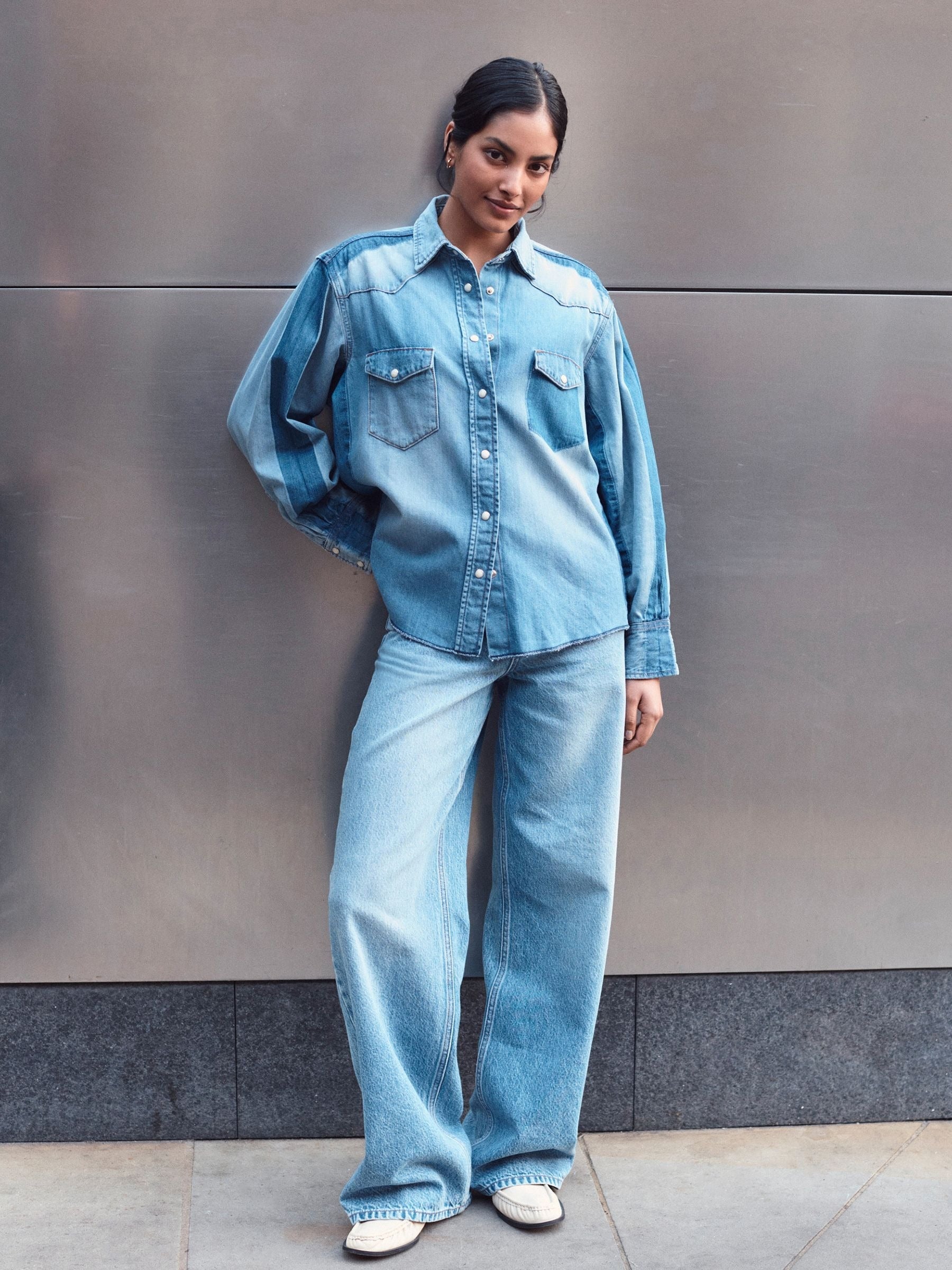 Women Mid Blue Wide Leg Jeans – Trendy, Comfortable & Stylish Denim Pants in Pakistan