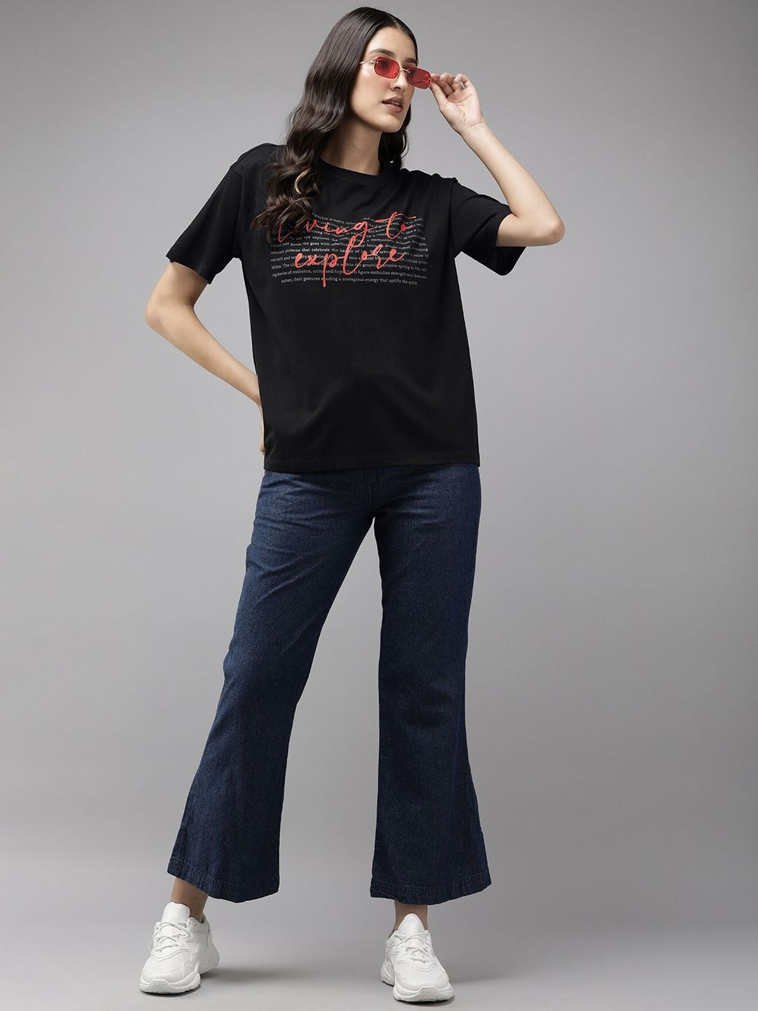 Women Graphic Printed Drop-Shoulder Bio Finish T-Shirt – Trendy Cotton Wear in Pakistan