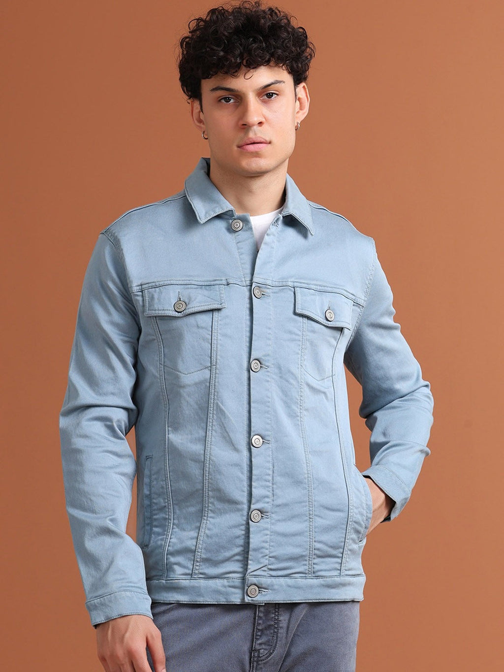 Men Solid Long Sleeves Denim Jacket – Premium Cotton Outerwear for Pakistan’s Urban Style | HB INDUSTRIES