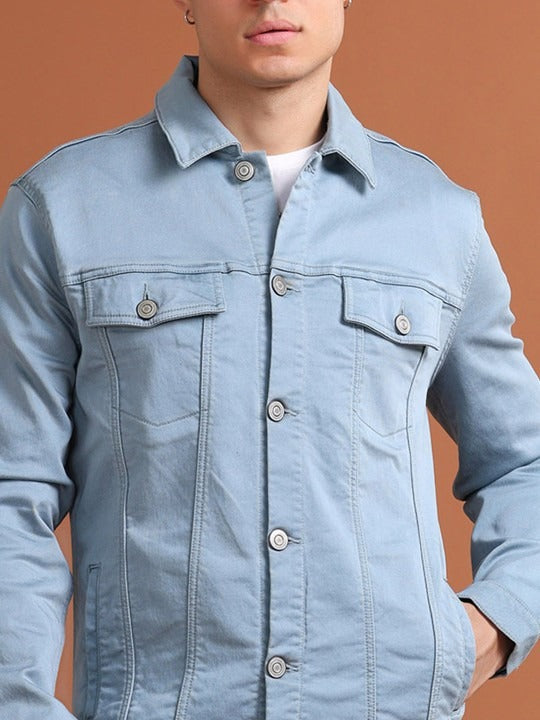 Men Solid Long Sleeves Denim Jacket – Premium Cotton Outerwear for Pakistan’s Urban Style | HB INDUSTRIES