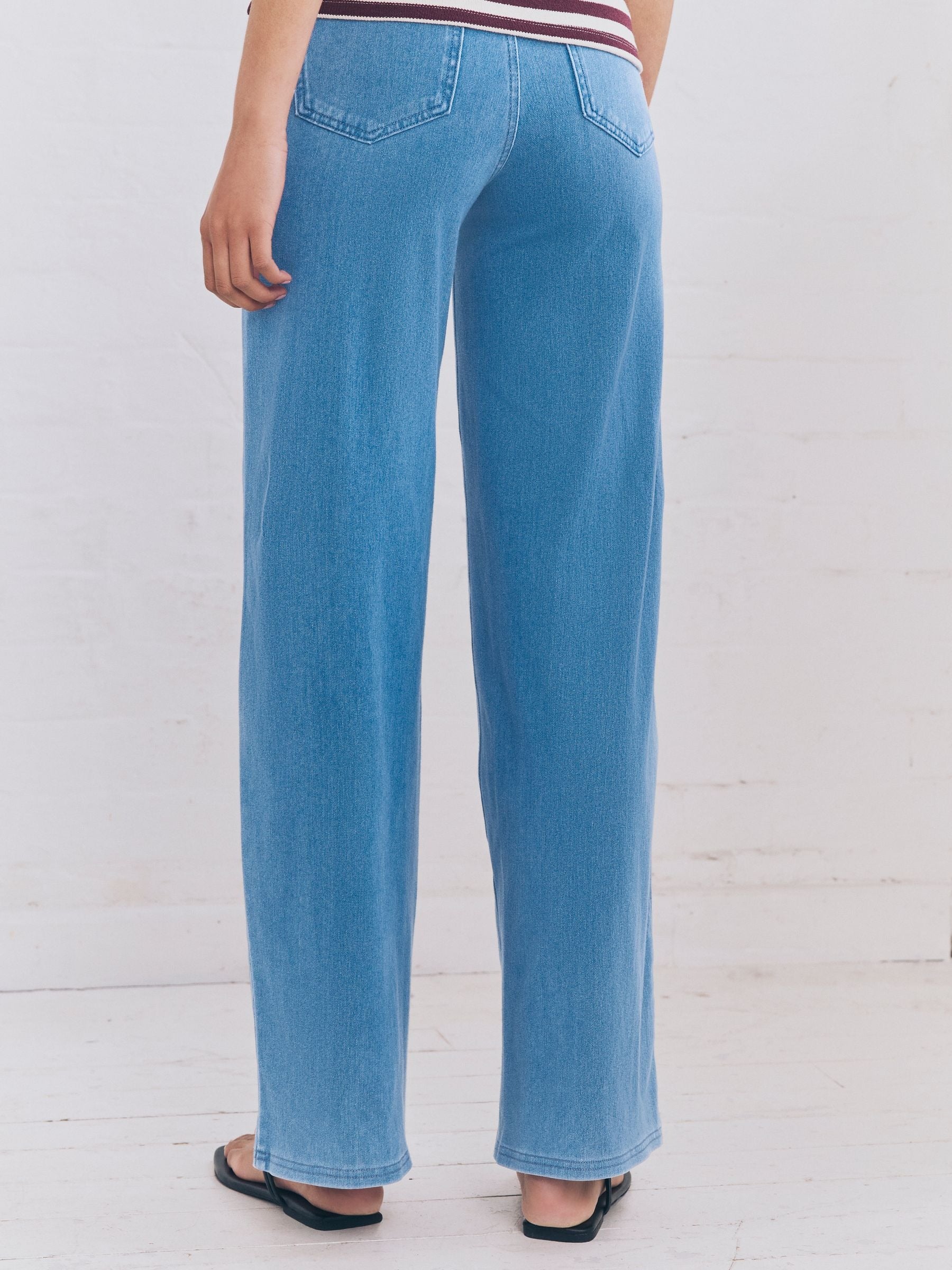 Women Bleach Jersey Denim Wide Leg Trousers – Trendy & Comfortable Jeans for Women in Pakistan