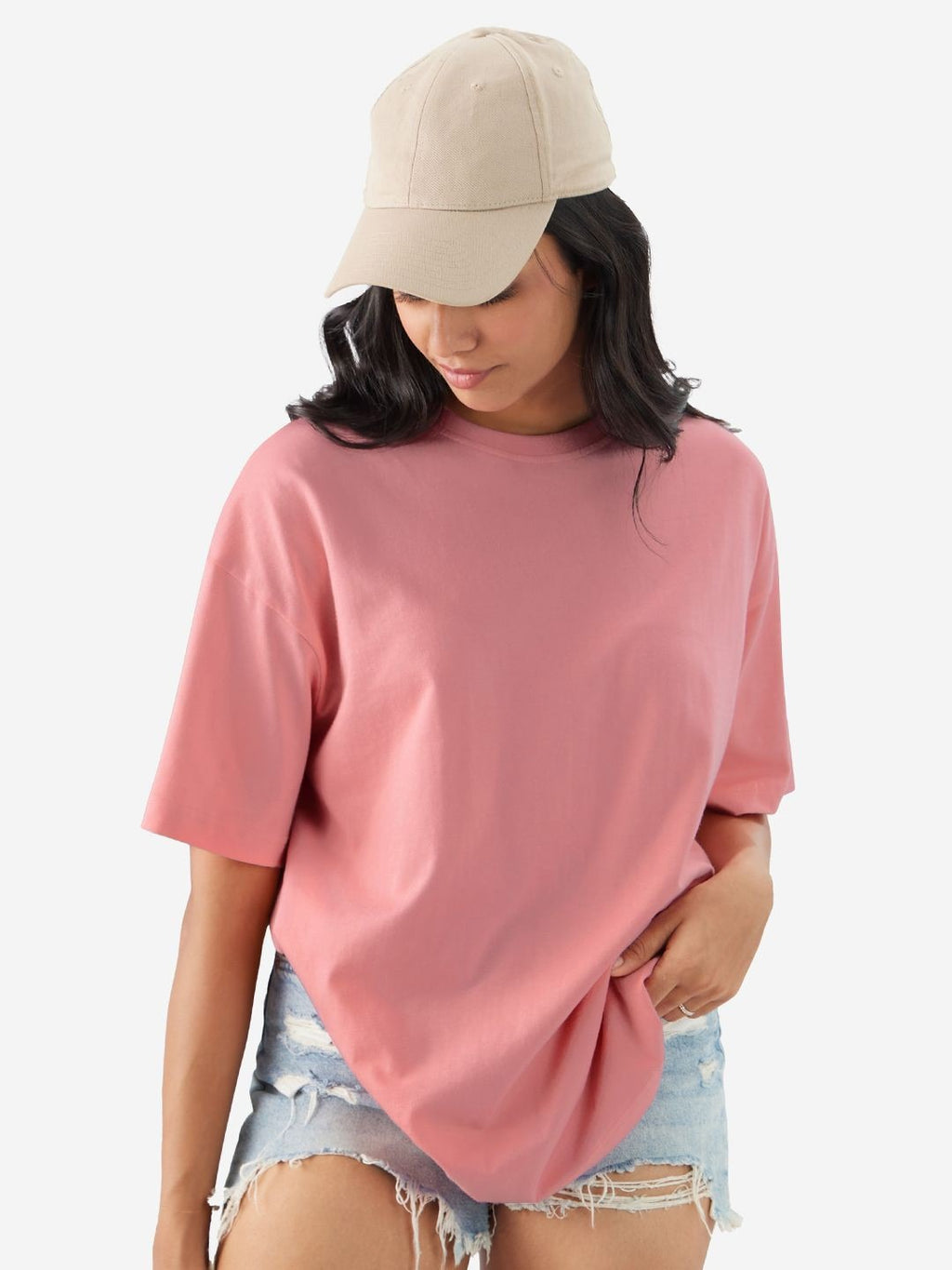 Women Solid Round Neck Pure Cotton Oversized T-Shirt – Everyday Comfort Wear in Pakistan