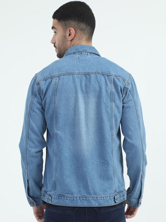 Men Spread Collar Faux Fur Trim Denim Jacket – Winter Essential for Pakistani Men | HB INDUSTRIES