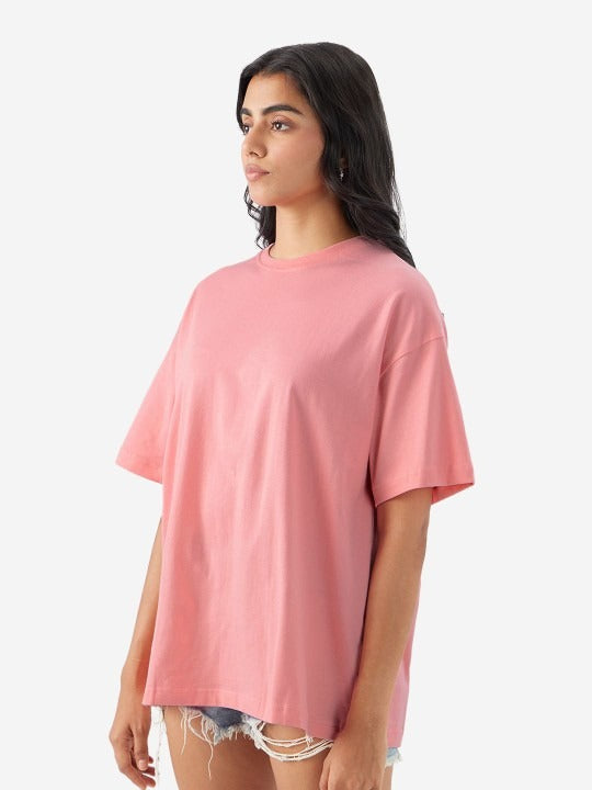Women Solid Round Neck Pure Cotton Oversized T-Shirt – Everyday Comfort Wear in Pakistan
