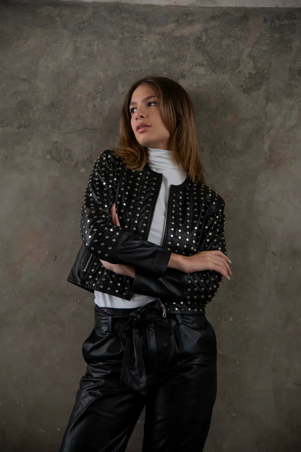 Black Julia Biker Leather Jacket