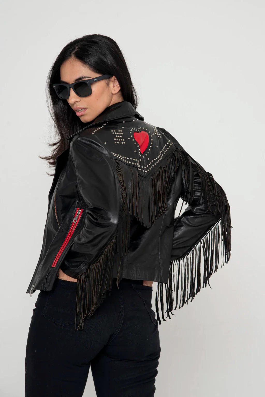 Black Bohemian Biker Leather Jacket