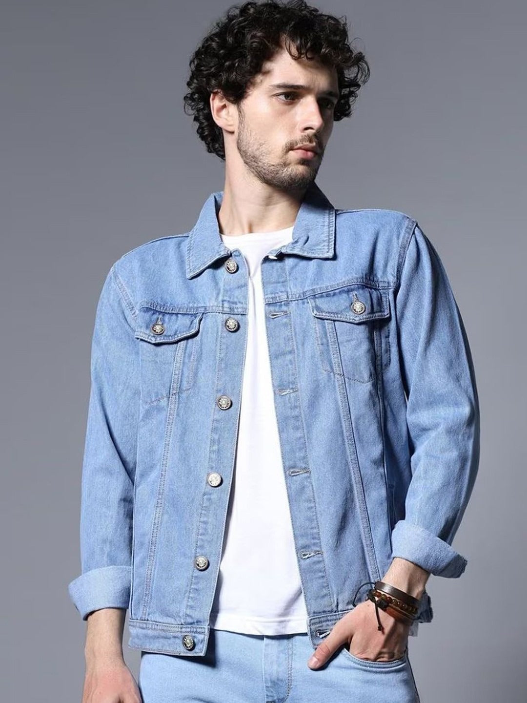 Men Washed Outdoor Denim Jacket with Embroidered Details – Rugged Pakistani Streetwear by HB INDUSTRIES