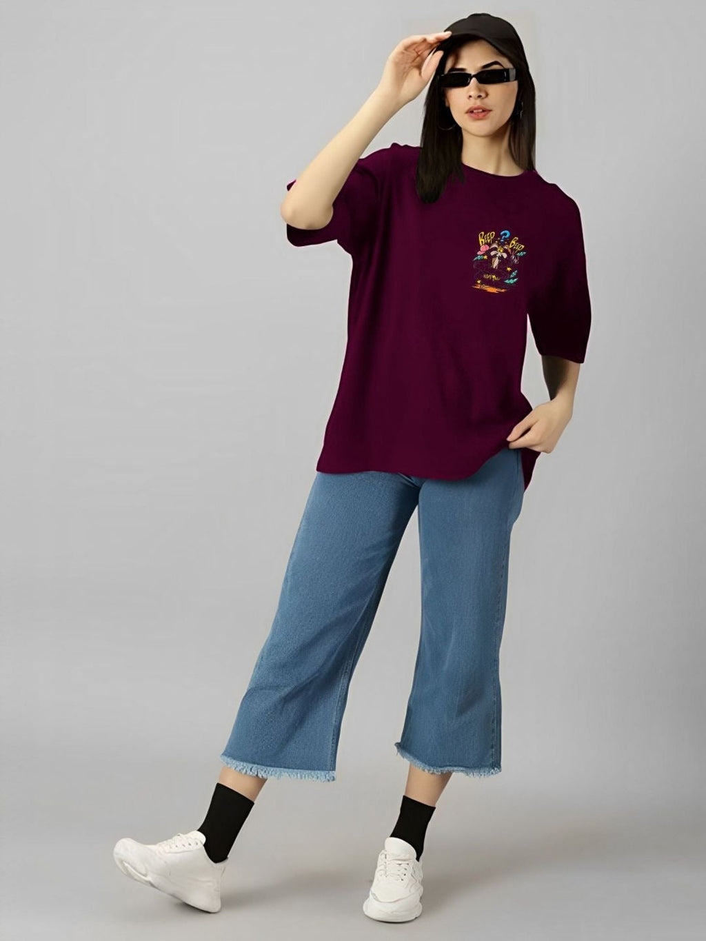 Women Purple Printed T-Shirt – Trendy Cotton Casual Wear Pakistan