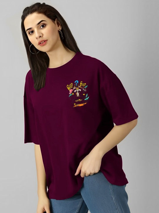 Women Purple Printed T-Shirt – Trendy Cotton Casual Wear Pakistan