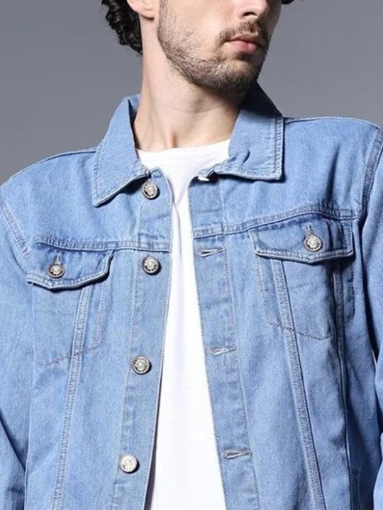 Men Washed Outdoor Denim Jacket with Embroidered Details – Rugged Pakistani Streetwear by HB INDUSTRIES