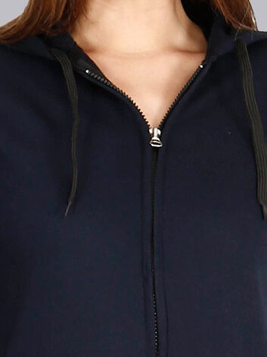 Women Navy Blue Cotton Zipper Hoodie — Full-Zip Cotton Sweatshirt with Kangaroo Pocket | HB INDUSTRIES Pakistan