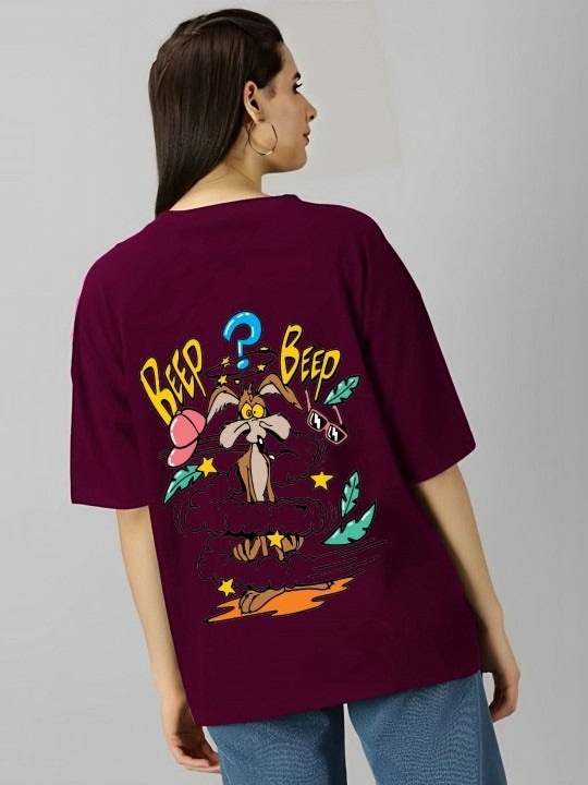 Women Purple Printed T-Shirt – Trendy Cotton Casual Wear Pakistan