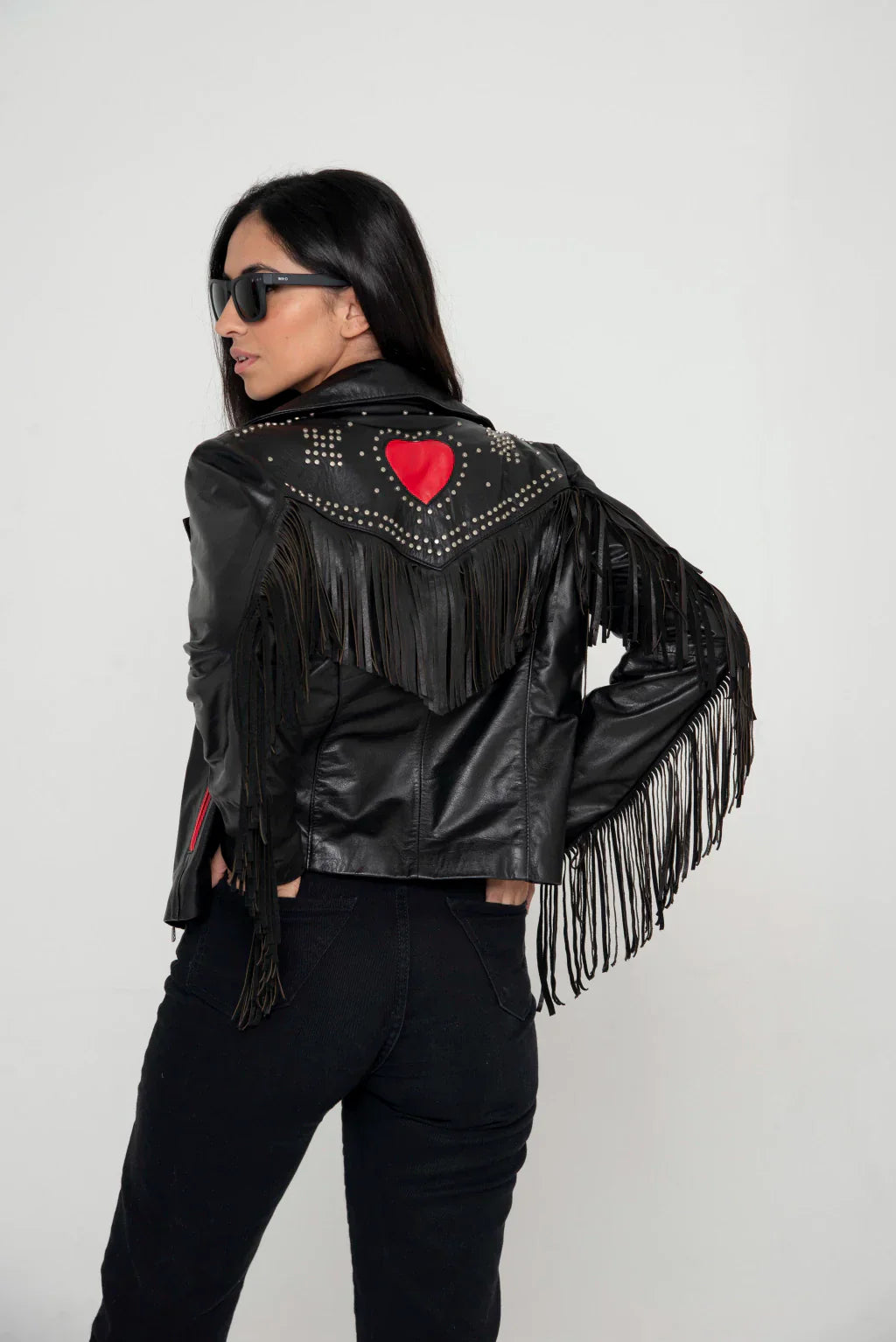 Black Bohemian Biker Leather Jacket