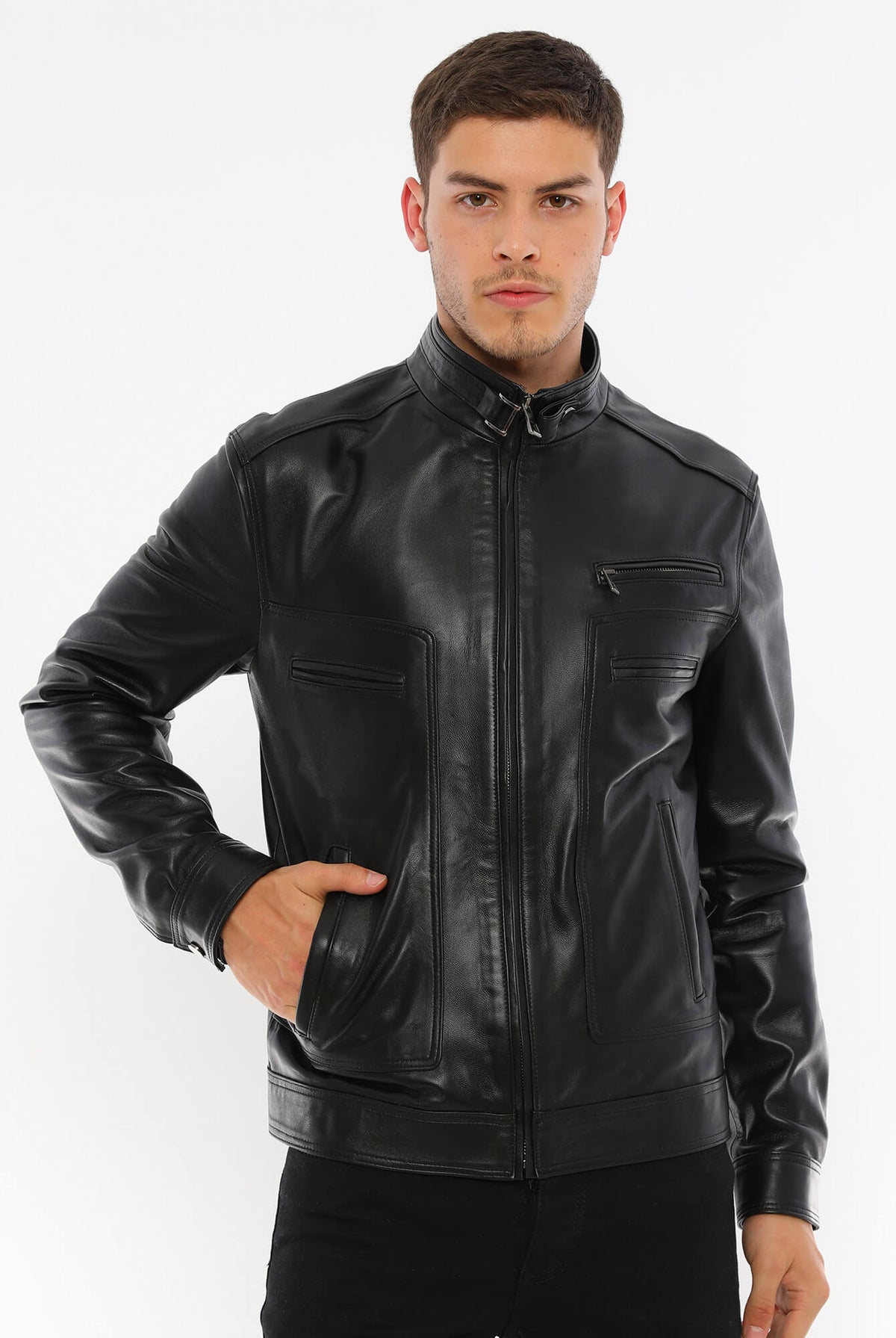 Pedro Black Leather Jacket For Men