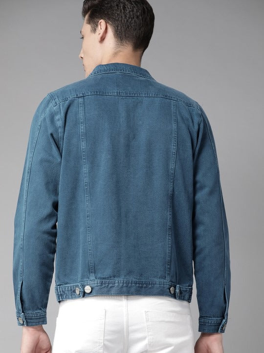 Men Navy Blue Solid Denim Jacket – Versatile Cotton Outerwear for Pakistani Weather | HB INDUSTRIES