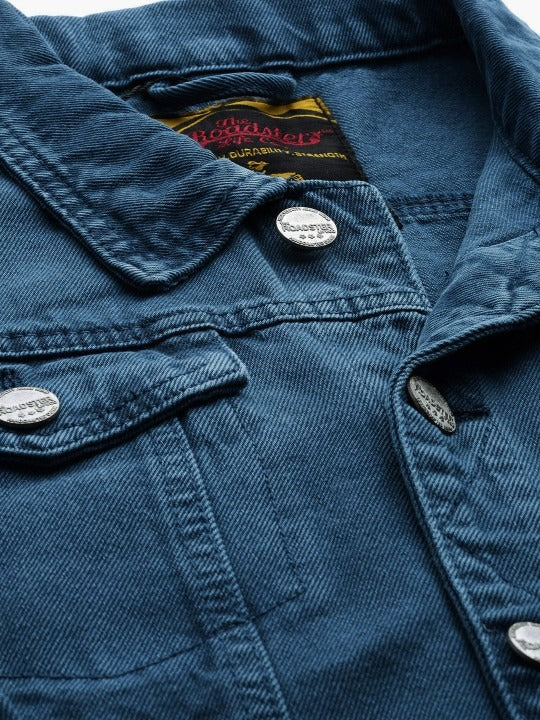 Men Navy Blue Solid Denim Jacket – Versatile Cotton Outerwear for Pakistani Weather | HB INDUSTRIES