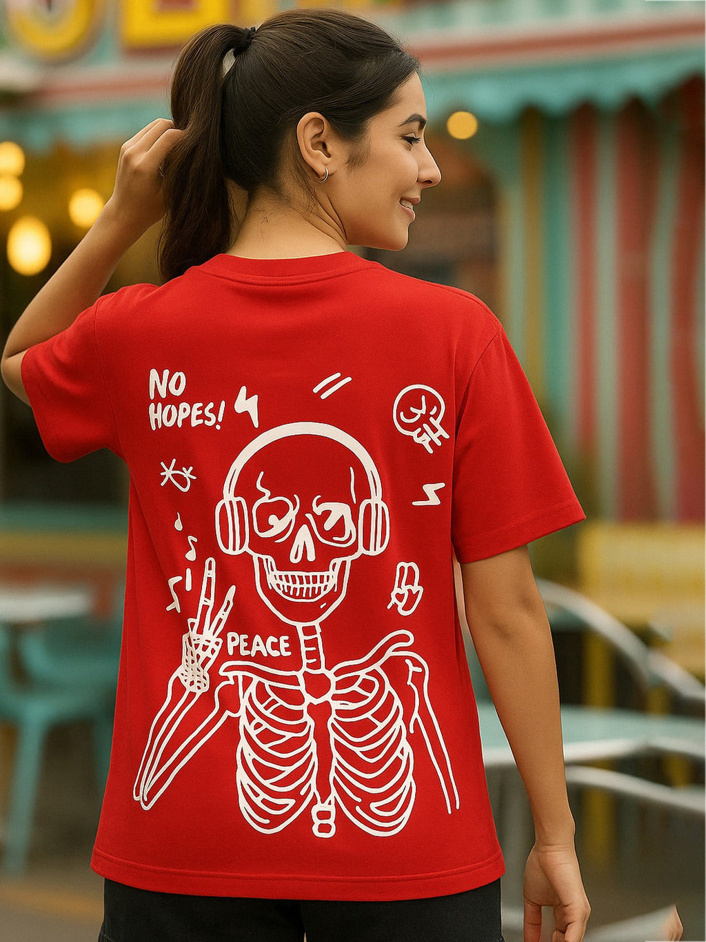 Women Typographic Printed Round Neck Cotton Oversized T-Shirt – Trendy Casual Wear Pakistan