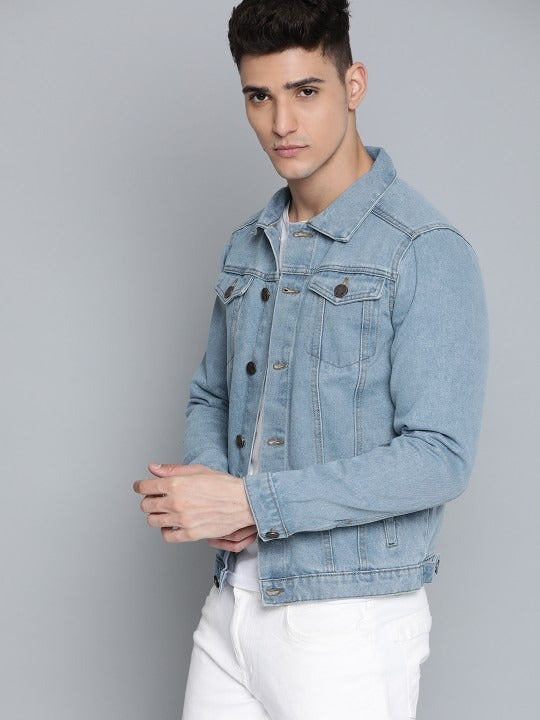 Men Blue Cotton Denim Jacket – Breathable, Stylish Outerwear for All Pakistani Seasons | HB INDUSTRIES