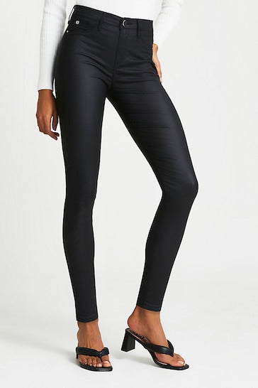 River Island Black Coated Joyride Molly Skinny Jeans