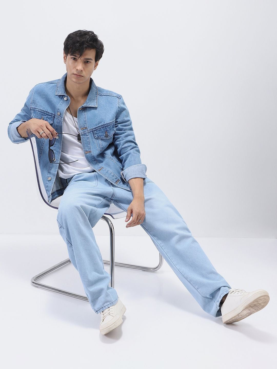 Men’s Solid Washed Denim Jacket – Regular Fit Full Sleeve Casual Outerwear for Men in Pakistan