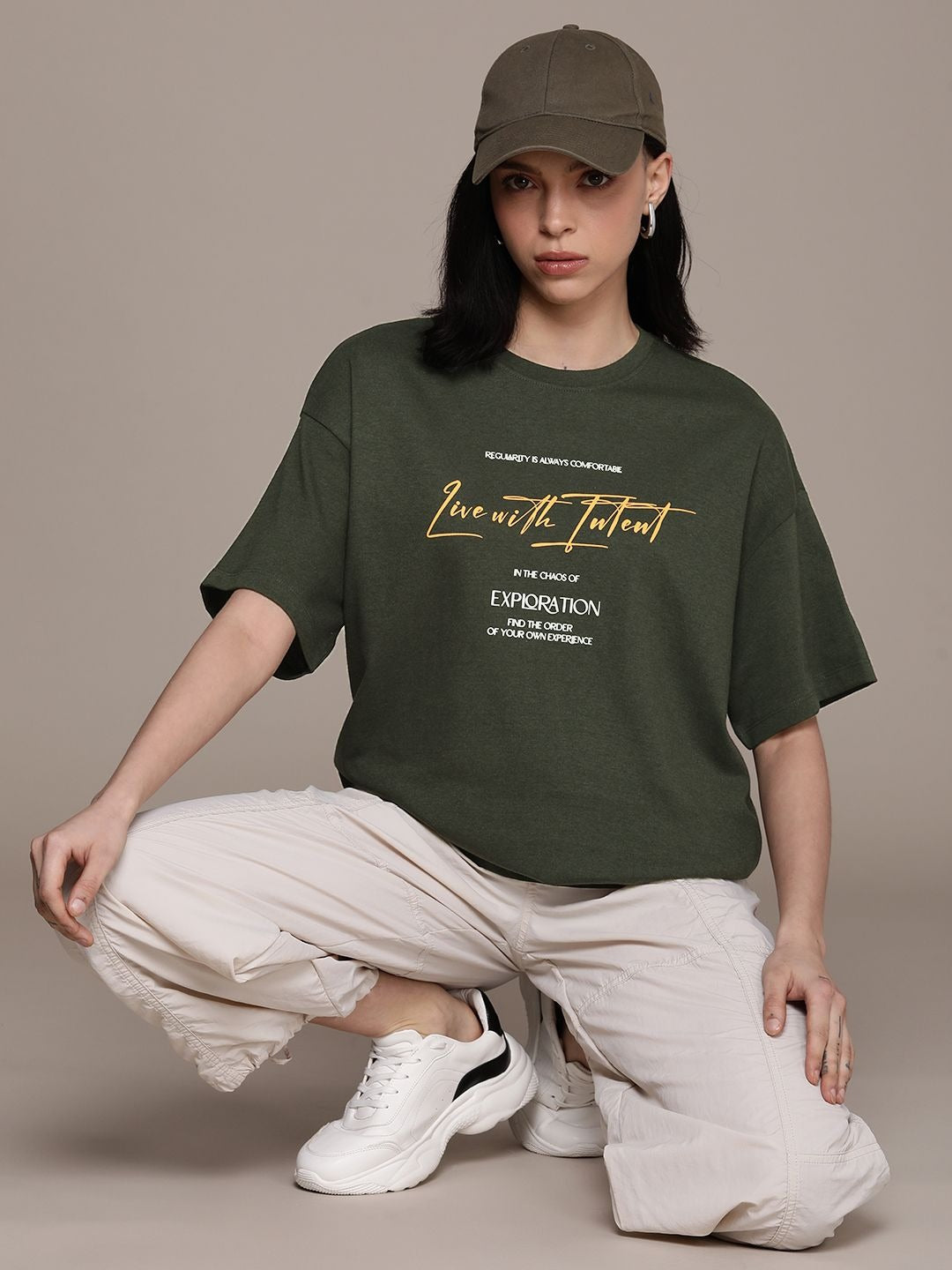 The Life Co. Typography Printed Oversized T-Shirt with Drop-Shoulder Sleeves for Men & Women in Pakistan