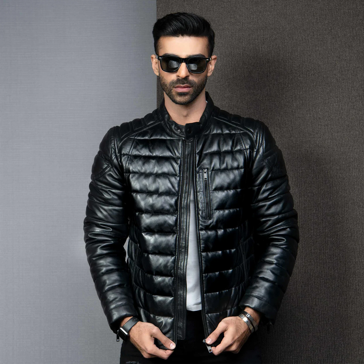 Puffer Genuine Men's Leather Jacket